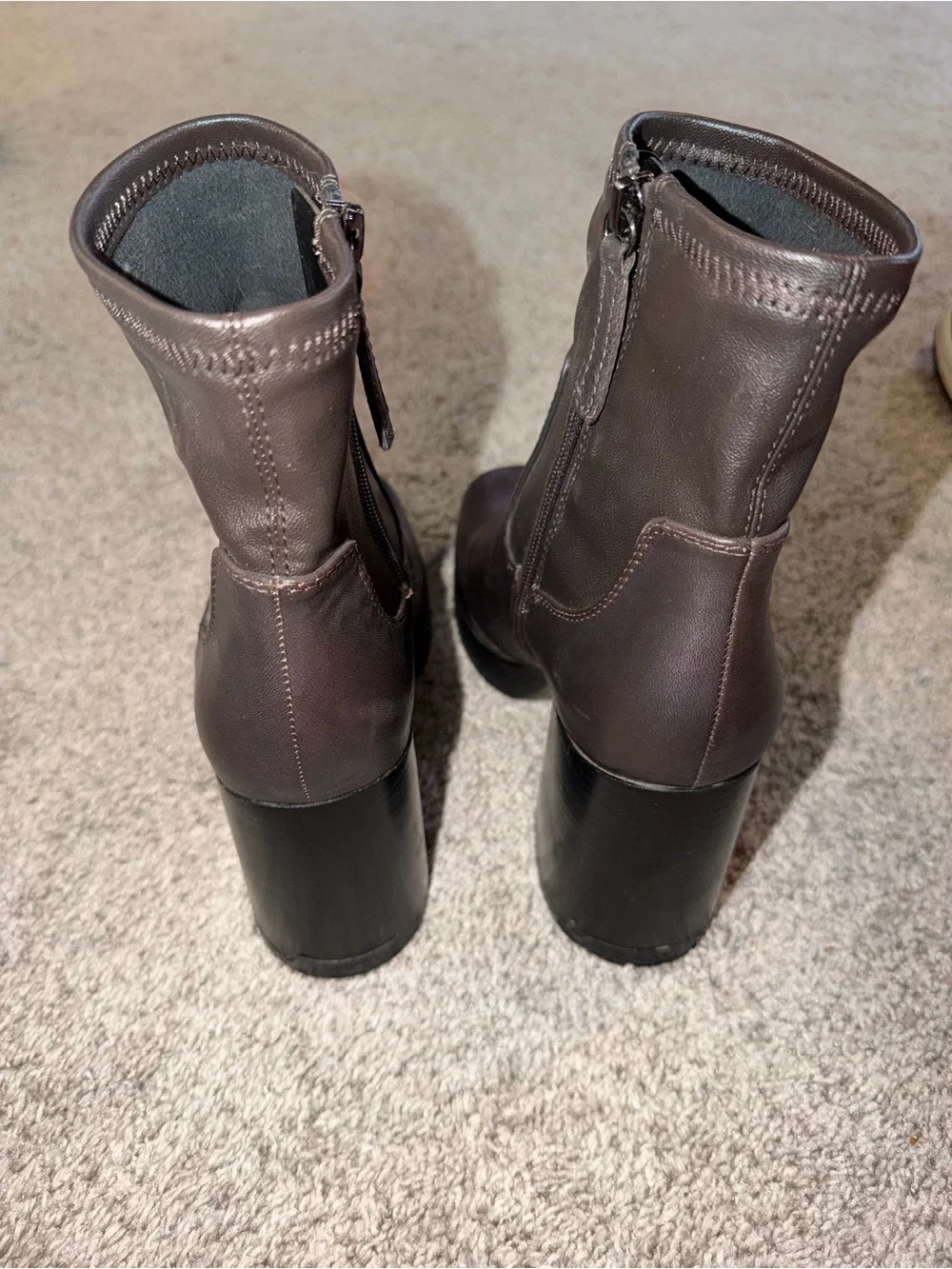 Aldo Classic Women's Brown Leather Mid-Calf Zip Boots